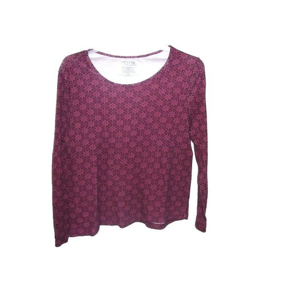 Time and Tru Burgundy Floral Long Sleeve Top XL 16 18 - Picture 1 of 4